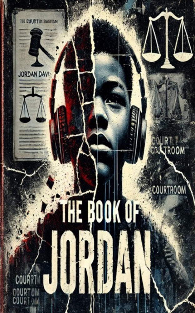 Cover of bestselling legal thriller 2024 The Book of Jordan with courtroom and justice scales imagery