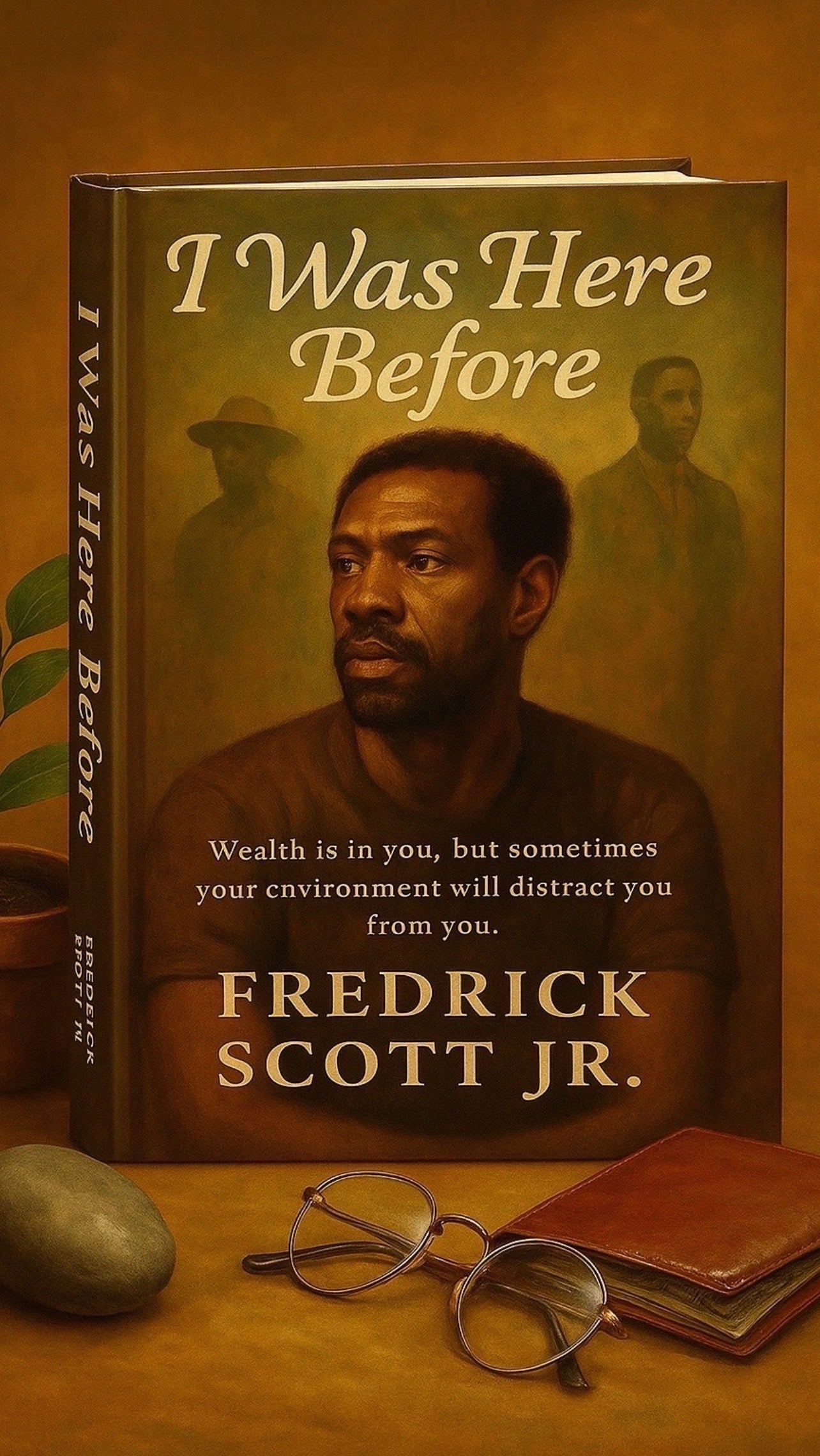 I Was Here Before book by Fredrick Scott Jr with a portrait and theme of self-discovery books about self-discovery