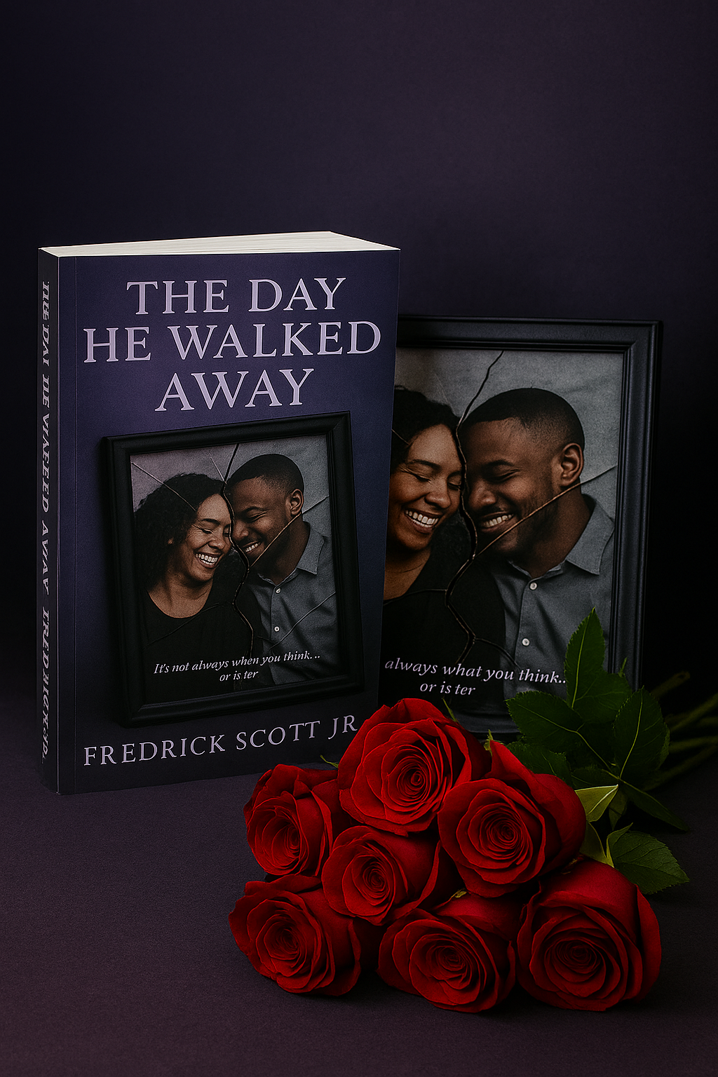 The Day He Walked Away book by Fredrick Scott Jr with bouquet of red roses must-read emotional fiction 2025