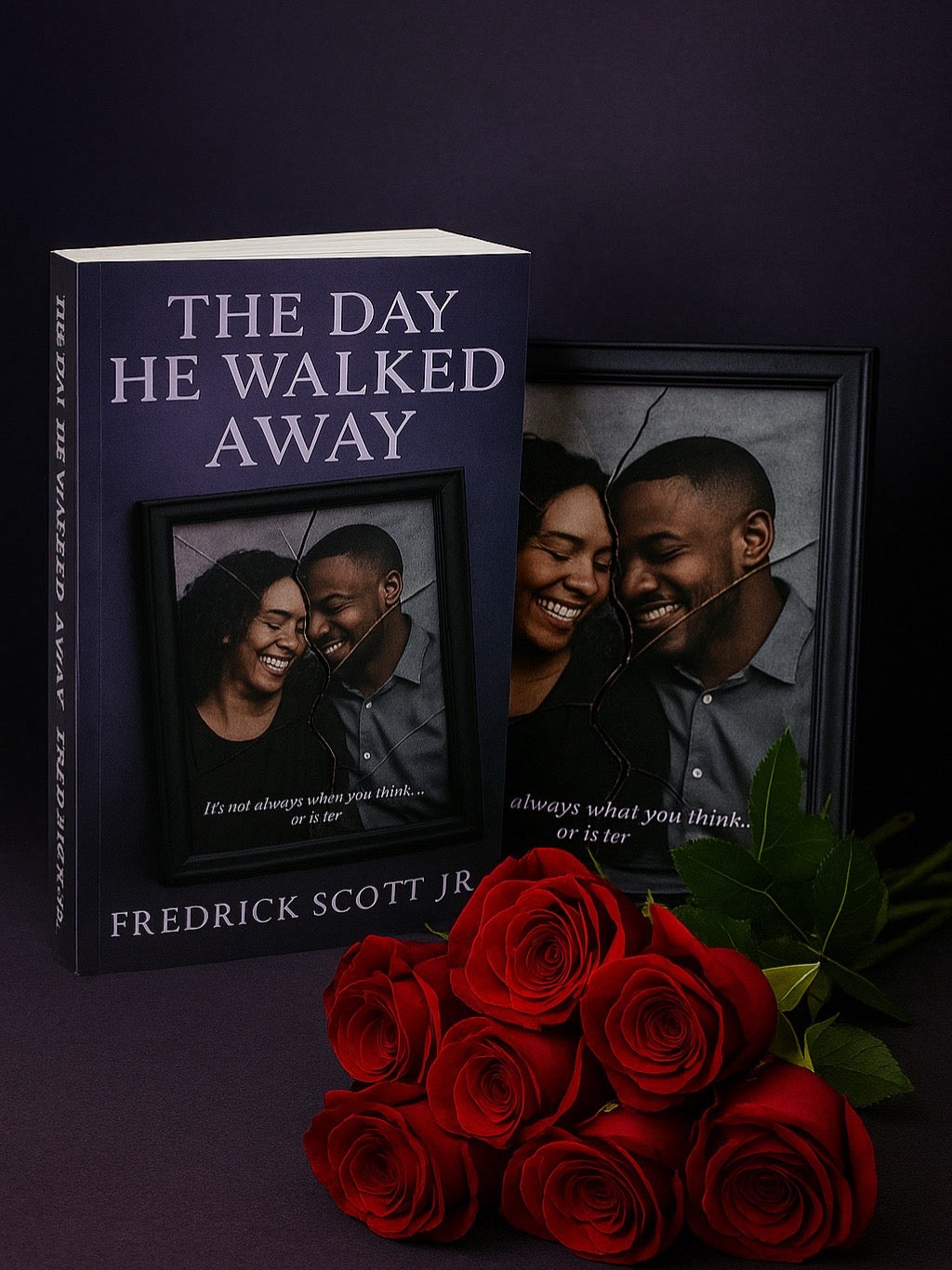 The Day He Walked Away book by Fredrick Scott Jr with red roses and must-read emotional fiction 2025
